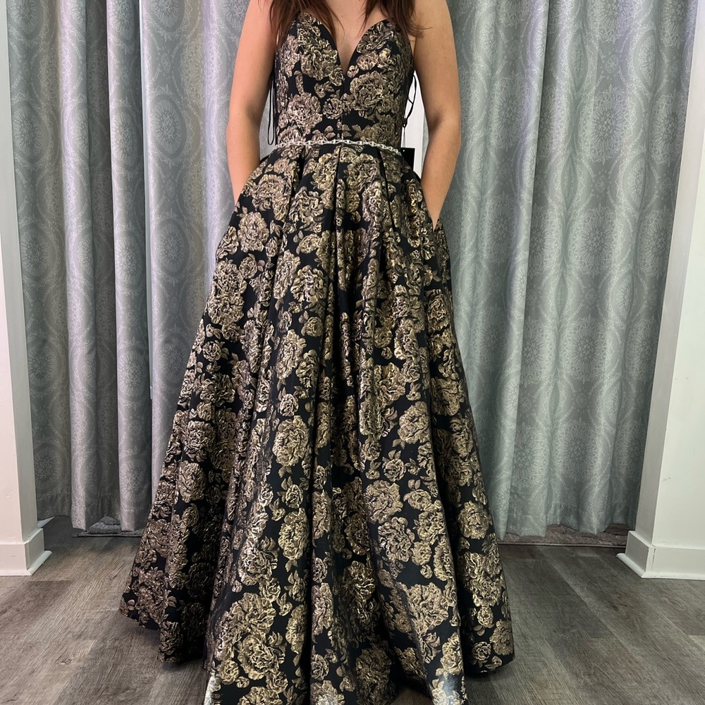 Long Black and Gold Ball Gown